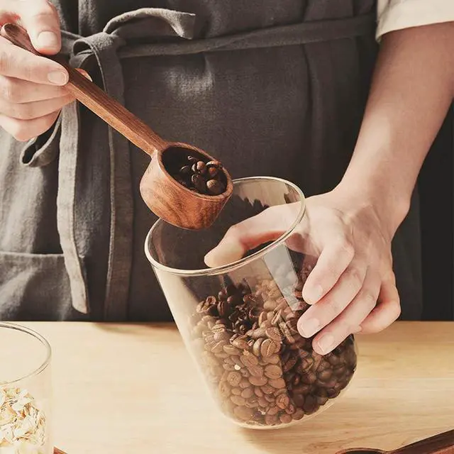 Alt view image 6 of 7 - Wooden Scoops for Canisters, Coffee Scoop,Korean Style 6.61 inch Wooden Coffee Ground Spoon, Measuring for Ground Beans or tea, Soup Cooking Mixing Stirrer Kitchen Tools Utensils