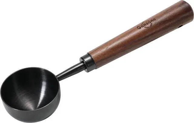 Main image of Vintage Coffee Measuring Spoon - 304 Stainless Steel,Coffee Scoop, 10g Capacity, Walnut Handle - Perfect for Coffee, Tea, and More (Gunmetal)