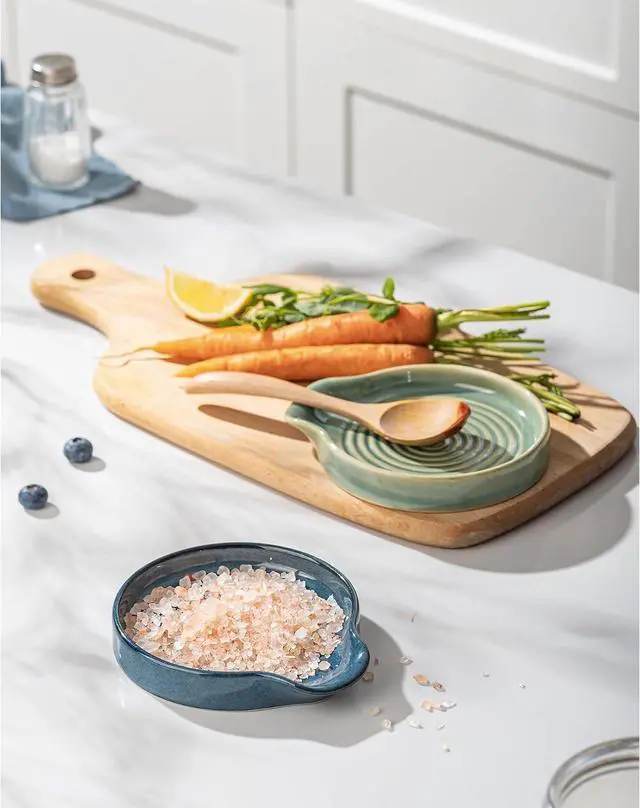 Alt view image 5 of 7 - Spoon Rest, 5.5 Inch Ceramic Spoon Holder for Kitchen Counter, Coffee Spoon Rest for Stove, Cooking Spoon Holder, Utensil Rest for Cooking, Forest Green