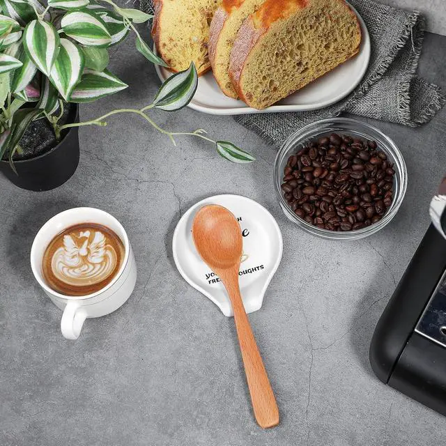 Alt view image 2 of 7 - Koluti Silicone Coffee Spoon Rest for Coffee Station Decor, Small Spoon Stirrers Teaspoon Holder for Countertop, Cute Spoon Buddy Coffee Accessories, 3.6L x 3.5W x 0.6H, White
