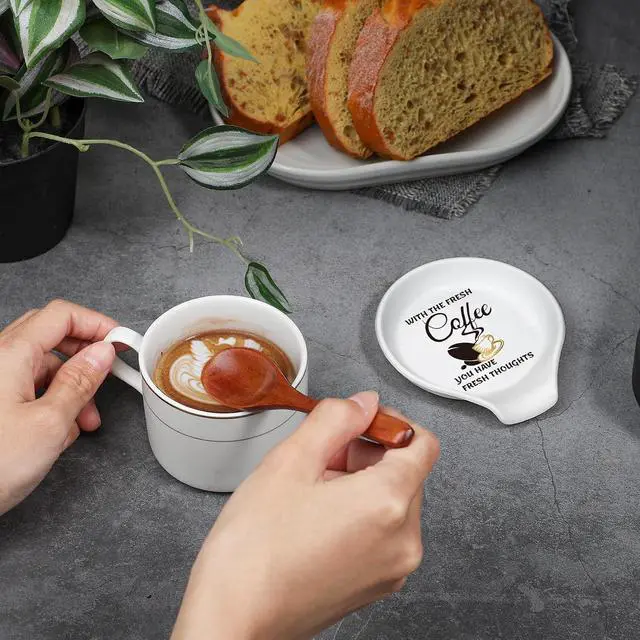 Alt view image 3 of 7 - Koluti Silicone Coffee Spoon Rest for Coffee Station Decor, Small Spoon Stirrers Teaspoon Holder for Countertop, Cute Spoon Buddy Coffee Accessories, 3.6L x 3.5W x 0.6H, White