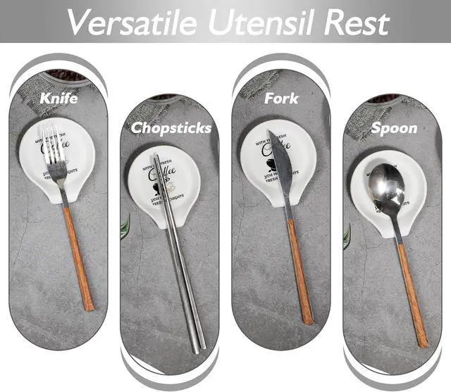 Alt view image 5 of 7 - Koluti Silicone Coffee Spoon Rest for Coffee Station Decor, Small Spoon Stirrers Teaspoon Holder for Countertop, Cute Spoon Buddy Coffee Accessories, 3.6L x 3.5W x 0.6H, White