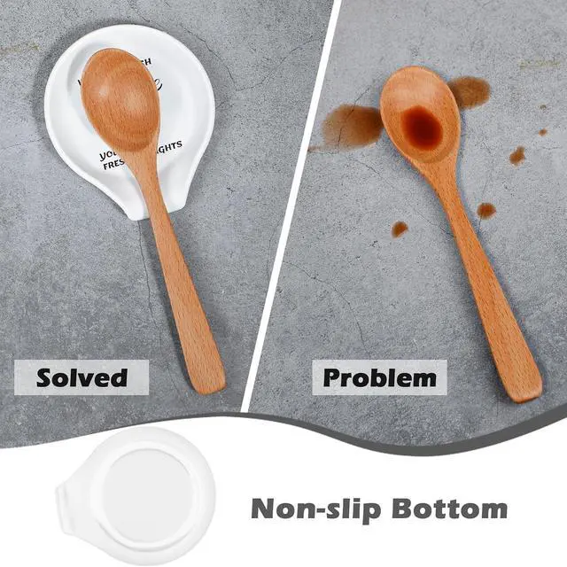 Alt view image 6 of 7 - Koluti Silicone Coffee Spoon Rest for Coffee Station Decor, Small Spoon Stirrers Teaspoon Holder for Countertop, Cute Spoon Buddy Coffee Accessories, 3.6L x 3.5W x 0.6H, White