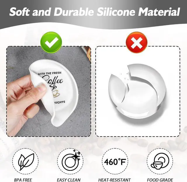 Alt view image 7 of 7 - Koluti Silicone Coffee Spoon Rest for Coffee Station Decor, Small Spoon Stirrers Teaspoon Holder for Countertop, Cute Spoon Buddy Coffee Accessories, 3.6L x 3.5W x 0.6H, White