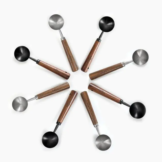 Alt view image 6 of 6 - Vintage Coffee Measuring Spoon - 304 Stainless Steel,Coffee Scoop, 10g Capacity, Walnut Handle - Perfect for Coffee, Tea, and More (Gunmetal)