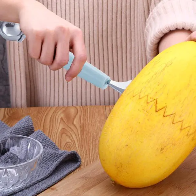 Alt view image 4 of 7 - Melon Baller, 2Pcs Double-Headed Fruit Carving Cutter Knife Cookie Scoop Fruit Decoration Tool Stainless Steel DIY Cutting Scooping Round Melon Scoop for Watermelon,Cantaloupe,Fruits,Sorbet,Ice Cream