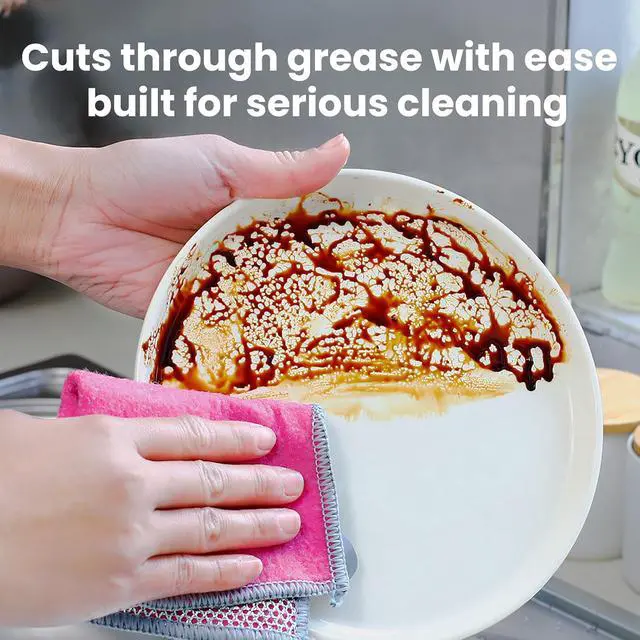Alt view image 3 of 6 - Multifunctional Non-Scratch Wire Dishcloth, 10PCS Double Layer Multipurpose Wire Dishwashing Rags for Wet and Dry, Dish Cloths for Washing Dishes, Stovetops, Kitchen Countertops with Ease