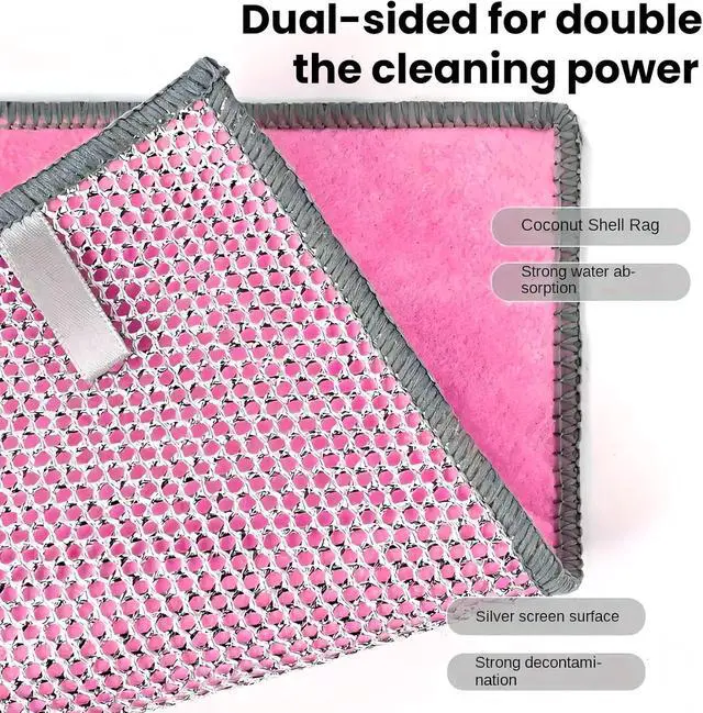 Alt view image 4 of 6 - Multifunctional Non-Scratch Wire Dishcloth, 10PCS Double Layer Multipurpose Wire Dishwashing Rags for Wet and Dry, Dish Cloths for Washing Dishes, Stovetops, Kitchen Countertops with Ease