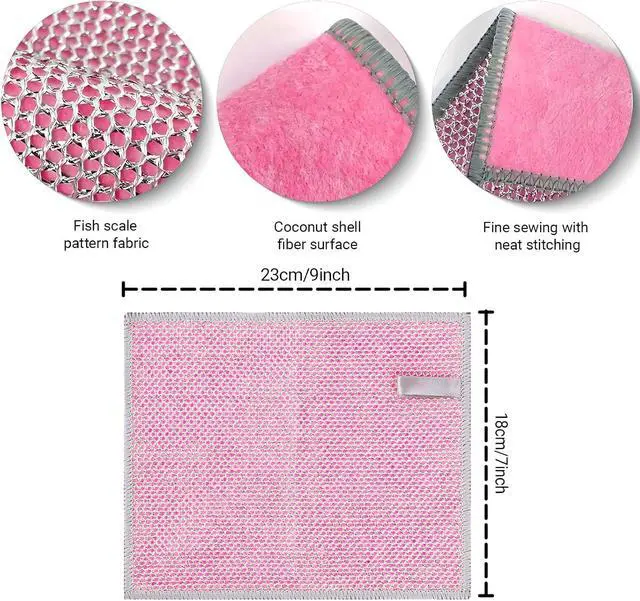 Alt view image 6 of 6 - Multifunctional Non-Scratch Wire Dishcloth, 10PCS Double Layer Multipurpose Wire Dishwashing Rags for Wet and Dry, Dish Cloths for Washing Dishes, Stovetops, Kitchen Countertops with Ease