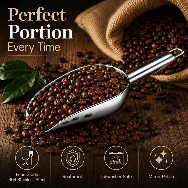 Alt view image 5 of 7 - JBscoop Stainless Steel Scoop for ice, 9.6 Inch Metal Food Scoop Kitchen Bar Party Wedding Heavy Duty Dishwasher Safe - 8 Oz