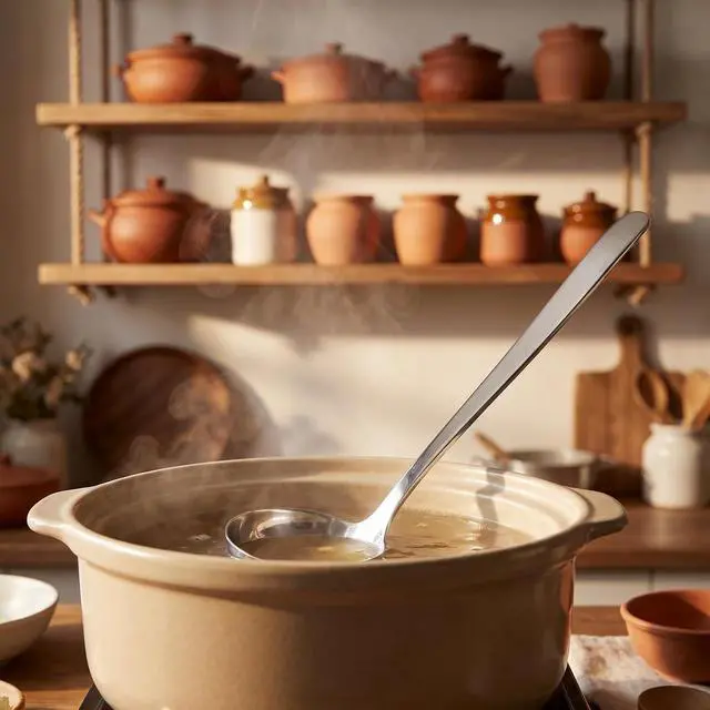 Alt view image 2 of 6 - KALLORY Stainless Steel Soup Ladle 9.25 inch Long Handle Kitchen Spoon for Water Rice Soup and Gravy Silver Stirring Food Scoop for Home Restaurant and Canteen Use