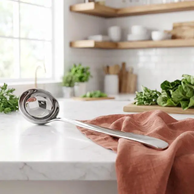 Alt view image 4 of 6 - KALLORY Stainless Steel Soup Ladle 9.25 inch Long Handle Kitchen Spoon for Water Rice Soup and Gravy Silver Stirring Food Scoop for Home Restaurant and Canteen Use