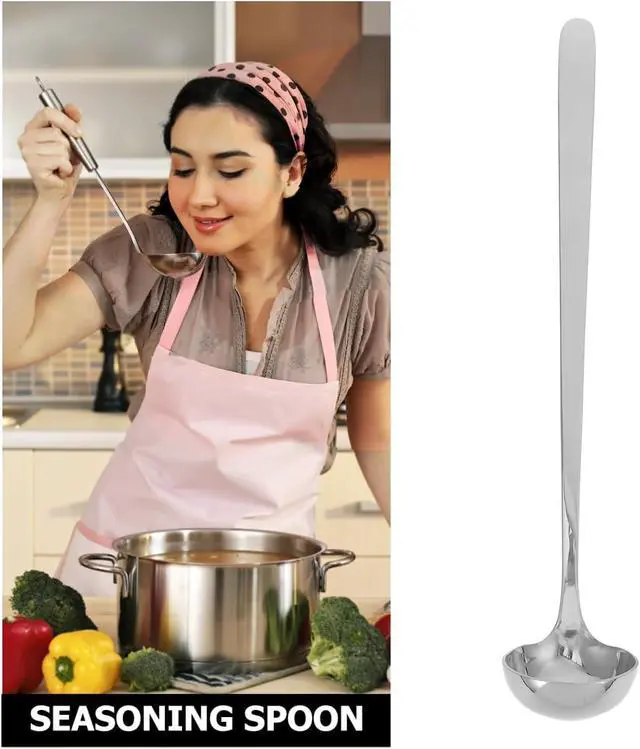 Alt view image 3 of 6 - KALLORY Stainless Steel Soup Ladle 9.25 inch Long Handle Kitchen Spoon for Water Rice Soup and Gravy Silver Stirring Food Scoop for Home Restaurant and Canteen Use