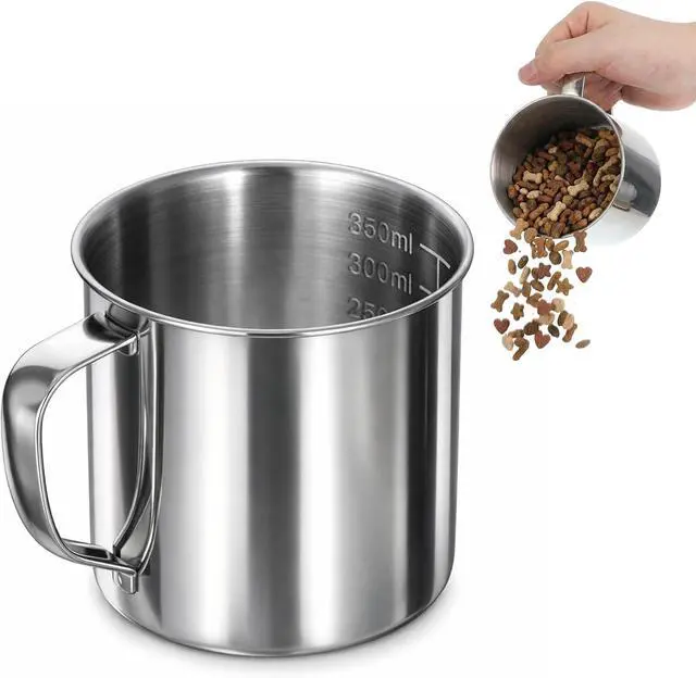 Main image of Dog Food Scoop 1.5 Cup, 304 Stainless Steel Dog Food Measuring Cup with Handle Durable Dog-Cat Pet Food Scoop Cup 1 1/2 Cups Measuring Scoops for Dogs, Cats, Birds, Rabbits for Dry Food and Treats