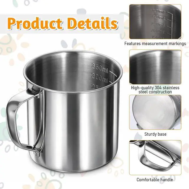 Alt view image 3 of 7 - Dog Food Scoop 1.5 Cup, 304 Stainless Steel Dog Food Measuring Cup with Handle Durable Dog-Cat Pet Food Scoop Cup 1 1/2 Cups Measuring Scoops for Dogs, Cats, Birds, Rabbits for Dry Food and Treats