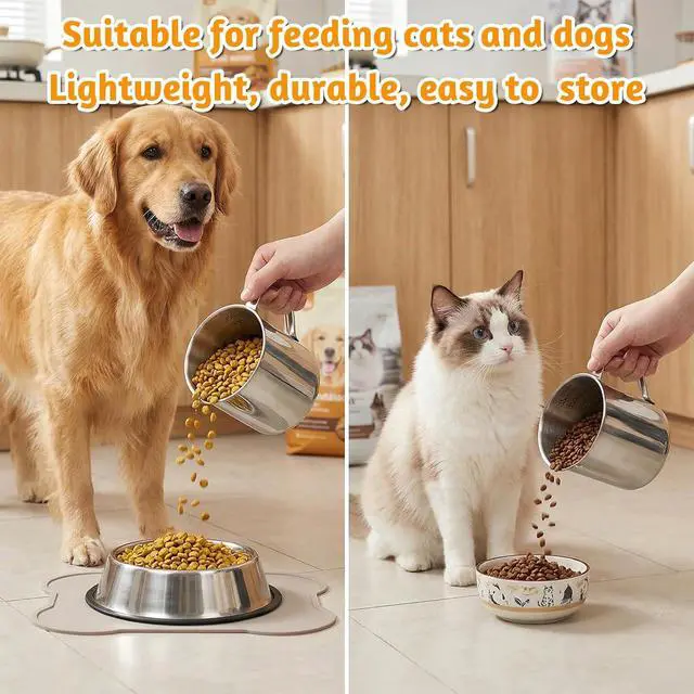 Alt view image 4 of 7 - Dog Food Scoop 1.5 Cup, 304 Stainless Steel Dog Food Measuring Cup with Handle Durable Dog-Cat Pet Food Scoop Cup 1 1/2 Cups Measuring Scoops for Dogs, Cats, Birds, Rabbits for Dry Food and Treats