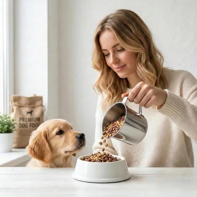 Alt view image 5 of 7 - Dog Food Scoop 1.5 Cup, 304 Stainless Steel Dog Food Measuring Cup with Handle Durable Dog-Cat Pet Food Scoop Cup 1 1/2 Cups Measuring Scoops for Dogs, Cats, Birds, Rabbits for Dry Food and Treats