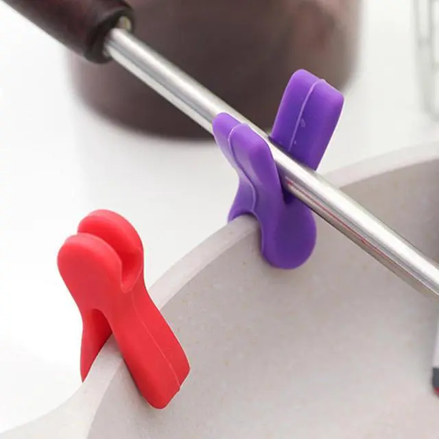 Alt view image 4 of 7 - 3Pcs Silicone Pot Clip Set, Heat Resistant Spoon Rest and Spatula Holder, Non-Slip Cutlery Bracket
