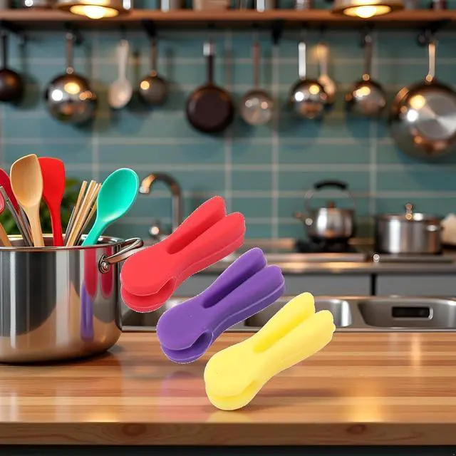 Alt view image 6 of 7 - 3Pcs Silicone Pot Clip Set, Heat Resistant Spoon Rest and Spatula Holder, Non-Slip Cutlery Bracket