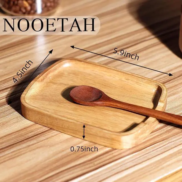 Alt view image 2 of 7 - Acacia Wood Spoon Rest, Wooden Spoon Holder With Non Slip Silicone Feet, Multifunctional Kitchen Utensil Holder and Rest for Kitchen Countertop, Brown 5.9" x 4.5" Rectangular