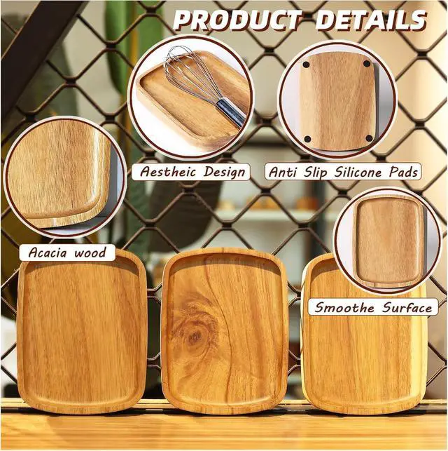 Alt view image 4 of 7 - Acacia Wood Spoon Rest, Wooden Spoon Holder With Non Slip Silicone Feet, Multifunctional Kitchen Utensil Holder and Rest for Kitchen Countertop, Brown 5.9" x 4.5" Rectangular