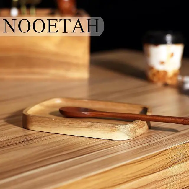 Alt view image 6 of 7 - Acacia Wood Spoon Rest, Wooden Spoon Holder With Non Slip Silicone Feet, Multifunctional Kitchen Utensil Holder and Rest for Kitchen Countertop, Brown 5.9" x 4.5" Rectangular