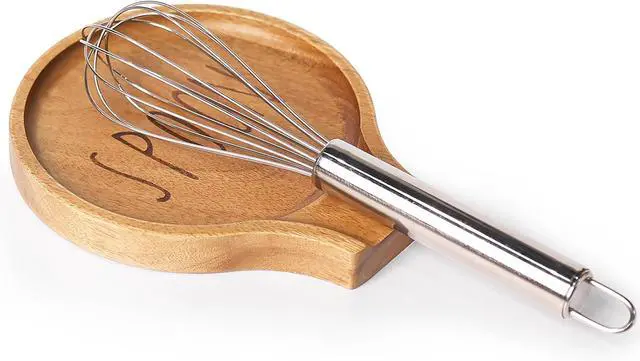 Alt view image 7 of 7 - Acacia Wood Spoon Rest, Wooden Spoon Holder With Non Slip Silicone Feet, Multifunctional Kitchen Utensil Holder and Rest for Kitchen Countertop, Brown Labeled "SPOON", 6.1" x 5.1" Irregular