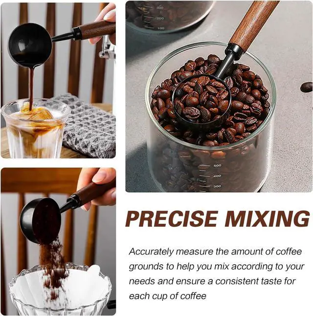 Alt view image 3 of 7 - Vintage Metal Coffee Measuring Spoon, 304 Stainless Steel 15g Coffee Scoop with Walnut Handle, Multi-Purpose Scoop for Coffee, Tea & More, Gunmetal Finish