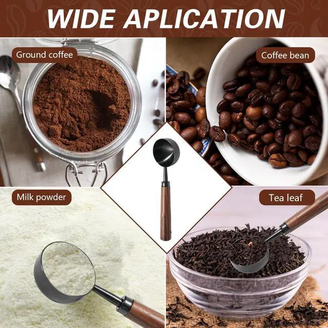 Alt view image 6 of 7 - Vintage Metal Coffee Measuring Spoon, 304 Stainless Steel 15g Coffee Scoop with Walnut Handle, Multi-Purpose Scoop for Coffee, Tea & More, Gunmetal Finish