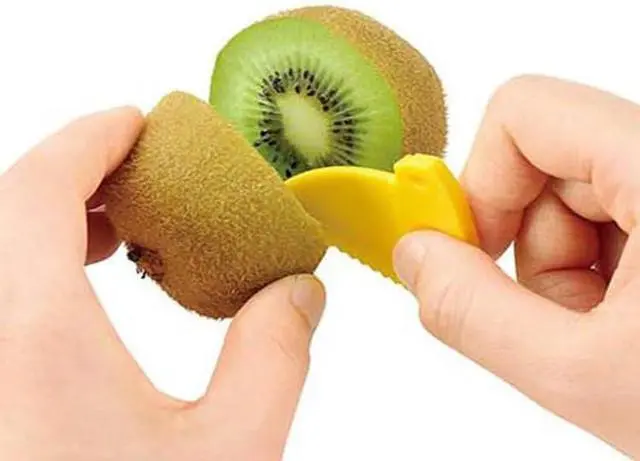 Alt view image 4 of 7 - 2 in 1 Fruit Peeler Kiwi Slicer Pitter Peeler Scooper Produce Slicer Tool Kiwi Cutter Peelers Slicers Knife Stainless Steel Kiwis Fruit Peeler with Easy Grip Handle Speed Peelers for Scoop