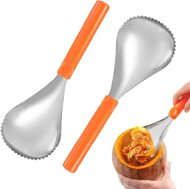 Main image of 2 PCS Pumpkin Pulp Remover Corer Scoop Manual Scoop Pulp Separator Stainless Steel Scooper Scraper Veggie Vegetable Corer Remover for Halloween Pumpkin
