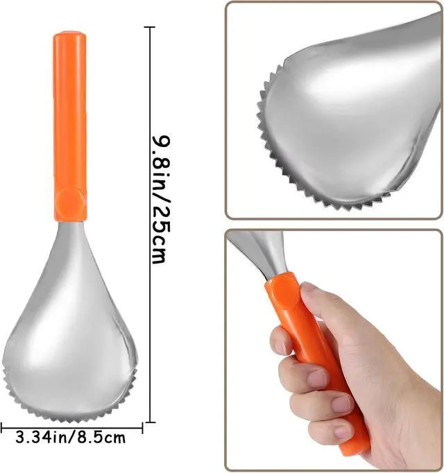 Alt view image 2 of 6 - 2 PCS Pumpkin Pulp Remover Corer Scoop Manual Scoop Pulp Separator Stainless Steel Scooper Scraper Veggie Vegetable Corer Remover for Halloween Pumpkin