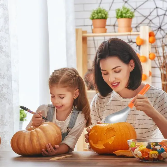 Alt view image 4 of 6 - 2 PCS Pumpkin Pulp Remover Corer Scoop Manual Scoop Pulp Separator Stainless Steel Scooper Scraper Veggie Vegetable Corer Remover for Halloween Pumpkin