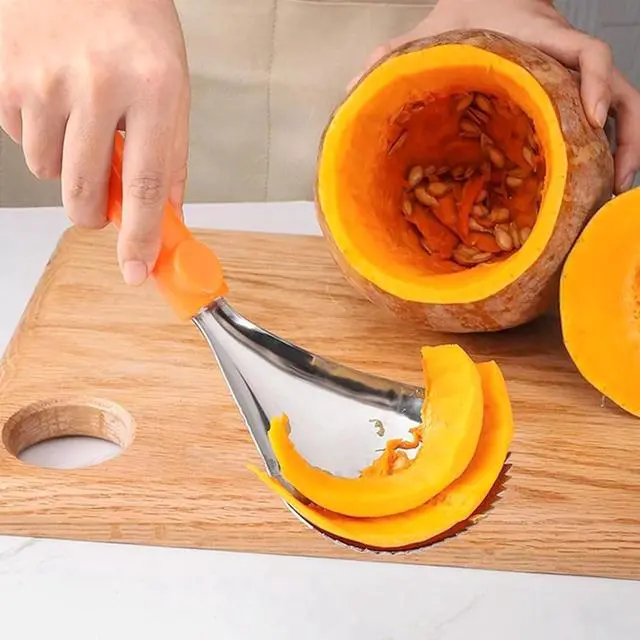 Alt view image 5 of 6 - 2 PCS Pumpkin Pulp Remover Corer Scoop Manual Scoop Pulp Separator Stainless Steel Scooper Scraper Veggie Vegetable Corer Remover for Halloween Pumpkin