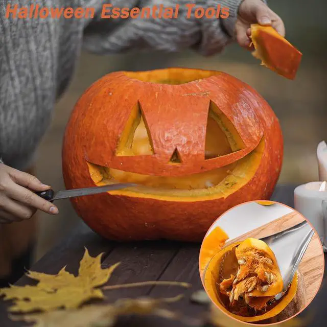 Alt view image 3 of 6 - 2 PCS Pumpkin Pulp Remover Corer Scoop Manual Scoop Pulp Separator Stainless Steel Scooper Scraper Veggie Vegetable Corer Remover for Halloween Pumpkin