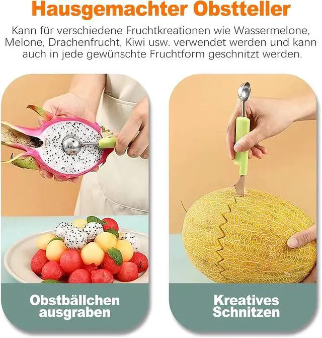 Alt view image 4 of 7 - CoguZed Melon Baller Scoop Set, Melon Scooper and Fruit Carving Tools, Melon Baller with Cookie Scoop Set for Ice Cream, Melons & Cookie Dough