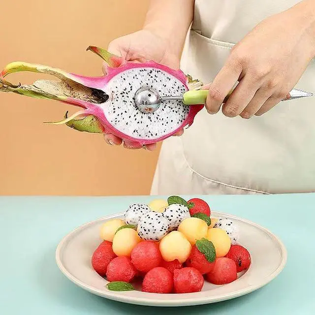 Alt view image 7 of 7 - CoguZed Melon Baller Scoop Set, Melon Scooper and Fruit Carving Tools, Melon Baller with Cookie Scoop Set for Ice Cream, Melons & Cookie Dough