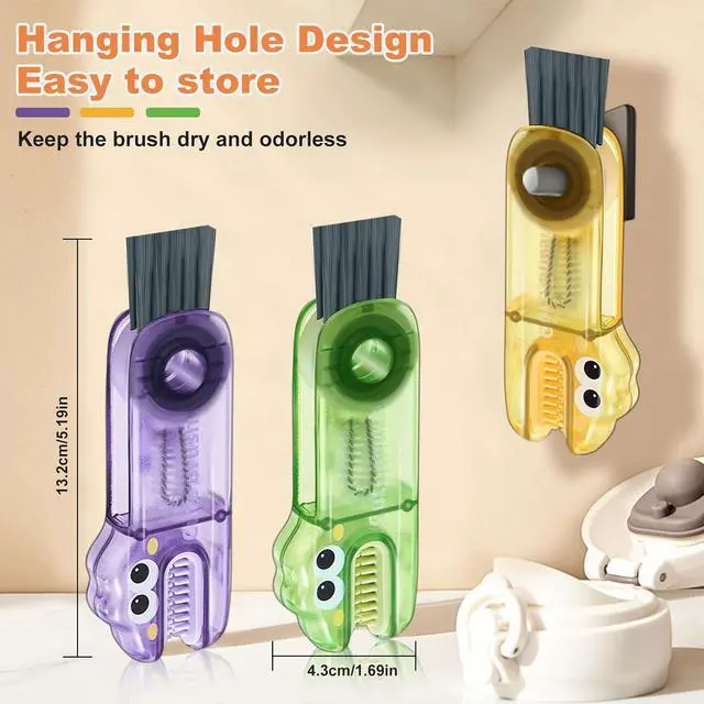 Alt view image 5 of 6 - 3 in 1 Cup Lid Cleaning Brush, Gap Cleaner Brushs - Home Kitchen Multifunctional Bottle Cleaning Brush Set, Portable Travel Bottle Lid Cleaner Tools
