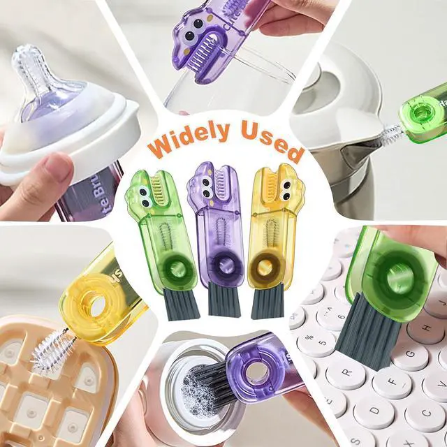Alt view image 6 of 6 - 3 in 1 Cup Lid Cleaning Brush, Gap Cleaner Brushs - Home Kitchen Multifunctional Bottle Cleaning Brush Set, Portable Travel Bottle Lid Cleaner Tools