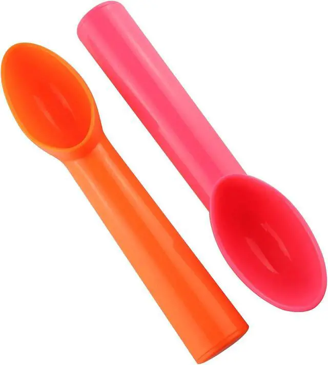 Alt view image 3 of 4 - 4pcs Plastic Ice Cream Scoop Fruit Spoons Melon Baller Watermelon Scooper Kitchen Accessories 4 Colors (Orange, Green, Blue, Pink)