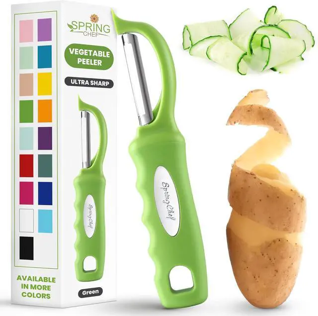 Main image of Spring Chef Swivel Vegetable Peeler for Kitchen w/Soft Grip Handle, Green