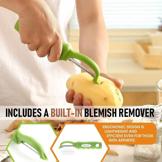 Alt view image 5 of 7 - Spring Chef Swivel Vegetable Peeler for Kitchen w/Soft Grip Handle, Green