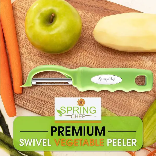Alt view image 7 of 7 - Spring Chef Swivel Vegetable Peeler for Kitchen w/Soft Grip Handle, Green