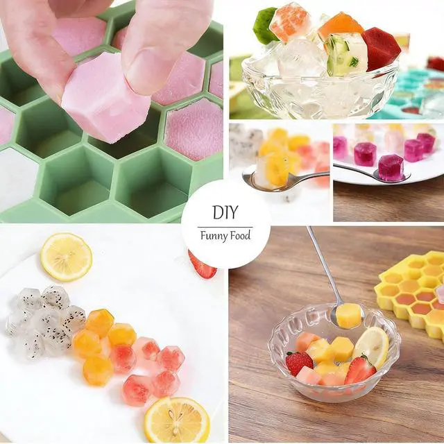 Alt view image 6 of 7 - Ice Cube Trays for Freezer, 2 Pack Silicone Ice Cube Mold with Lid-37 Grid, Easy-Release Reusable 74 PCS Small Ice Cubes for Ice Bucket Iced Coffee Cocktail Whisky Soup Food
