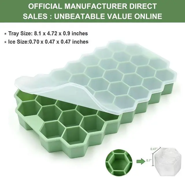Alt view image 7 of 7 - Ice Cube Trays for Freezer, 2 Pack Silicone Ice Cube Mold with Lid-37 Grid, Easy-Release Reusable 74 PCS Small Ice Cubes for Ice Bucket Iced Coffee Cocktail Whisky Soup Food