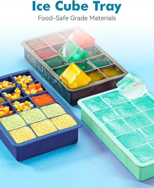 Alt view image 2 of 6 - Silicone Ice Cube Trays for Freezer 2 Pack, Easy Release Ice Cubes Mold