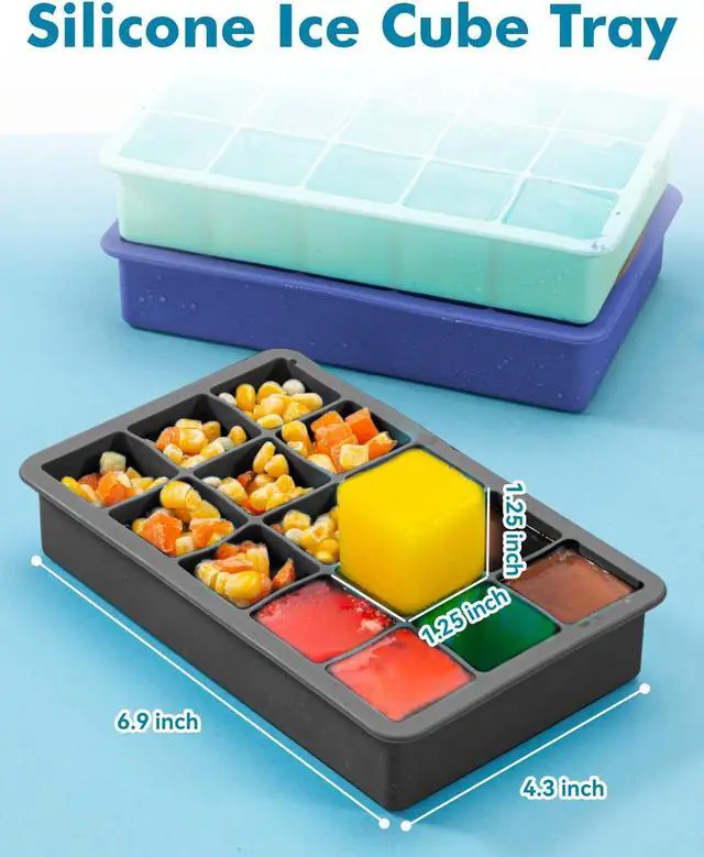 Alt view image 4 of 6 - Silicone Ice Cube Trays for Freezer 2 Pack, Easy Release Ice Cubes Mold