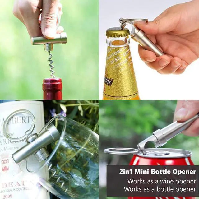 Alt view image 4 of 7 - Munkees Mini Keychain Corkscrew Tool, Small Key Ring Wine Opener, Emergency Travel Cork Wine Opener, Portable Backpack Camping Kit, Wine Enthusiasts, Waiters, Bartenders, Bottle Opener Gift Set