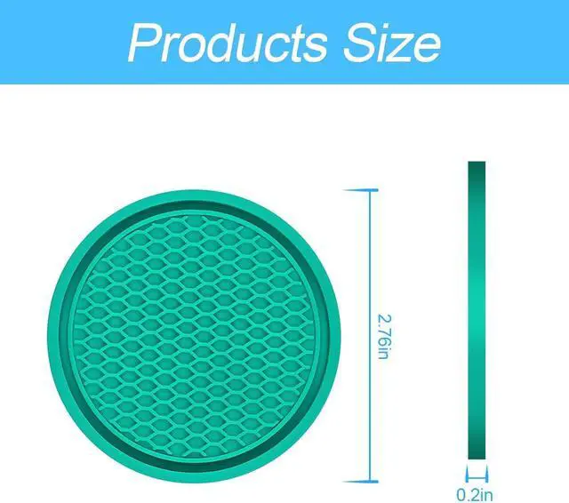 Alt view image 2 of 6 - 4 Pack Car Cup Holder Coaster, 2.75 Inch Diameter Non-Slip Universal Insert Coaster, Durable, Suitable for Most Car Interior, Car Accessory for Women and Men (Blue/Green)