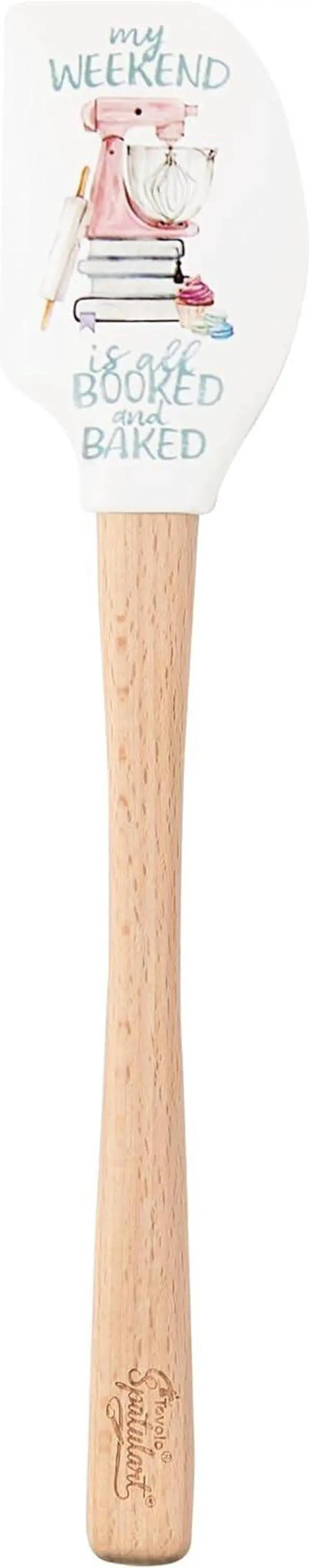 Main image of Tovolo Spatulart Booked & Baked Silicone Spatula with Wood Handle BPA Free, Heat-Resistant, Ideal for Baking, Mixing & Meal Prep